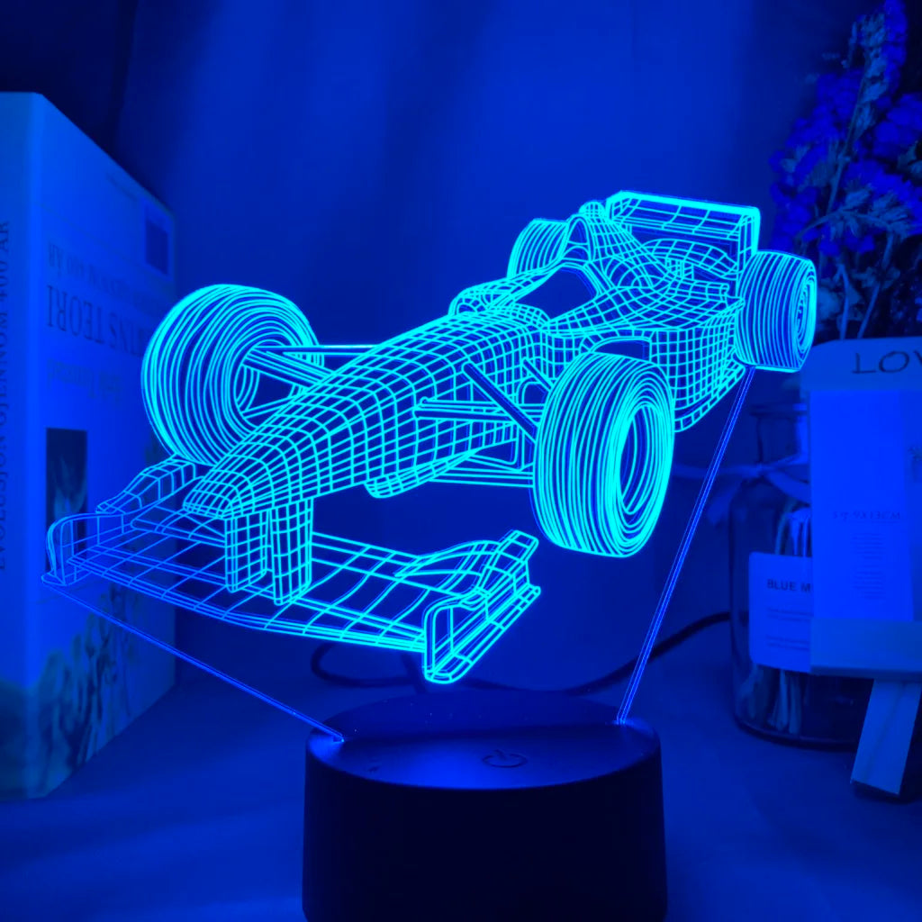 F1 Formula 1 Racing Car 3d Illusion Led Night Light for Child Bedroom Decorative Nightlight Unique Gift for Kids Room Desk Lamp