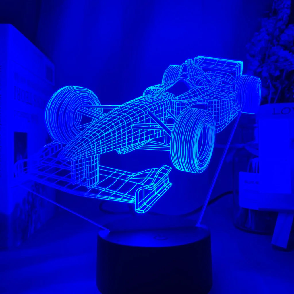 F1 Formula 1 Racing Car 3d Illusion Led Night Light for Child Bedroom Decorative Nightlight Unique Gift for Kids Room Desk Lamp