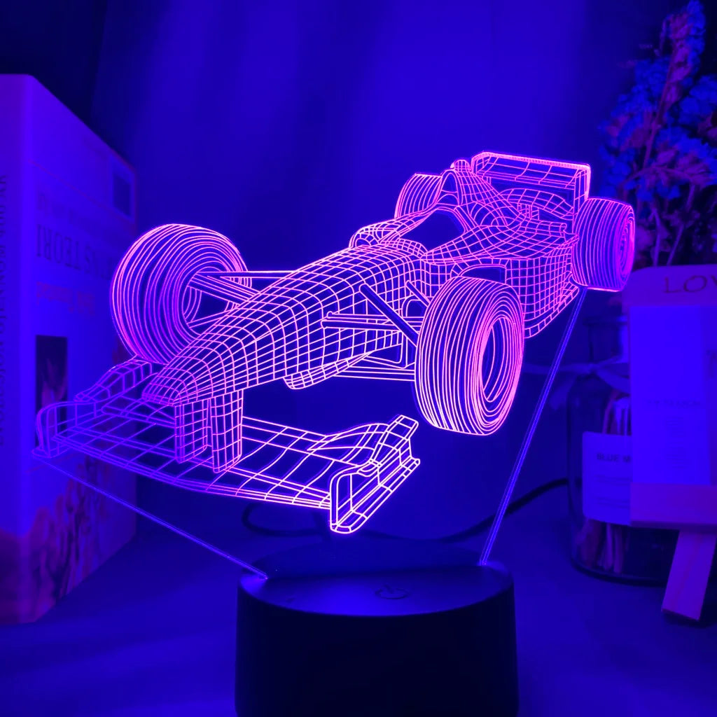 F1 Formula 1 Racing Car 3d Illusion Led Night Light for Child Bedroom Decorative Nightlight Unique Gift for Kids Room Desk Lamp