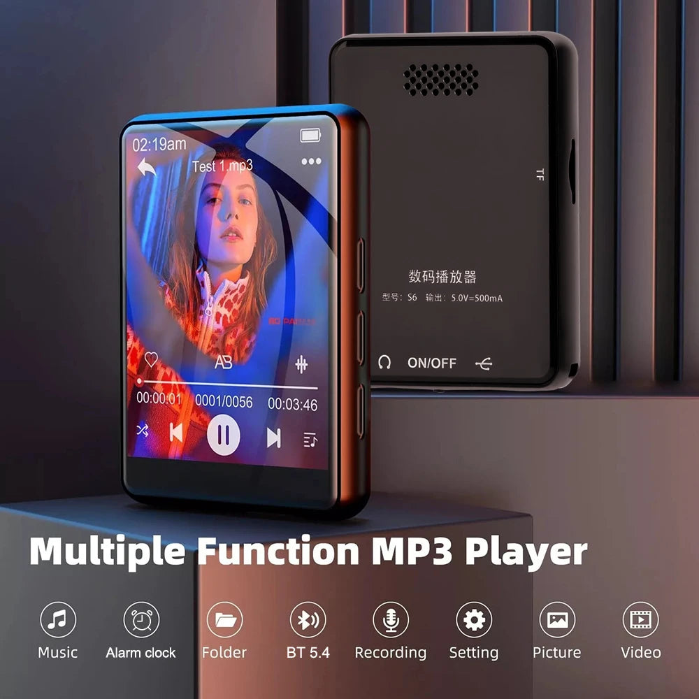2.4 Inch Touch Screen MP3 Player with Bluetooth 5.4 HiFi Sound Built-in Speaker E-book Reader Music Walkman for Sports And Travel