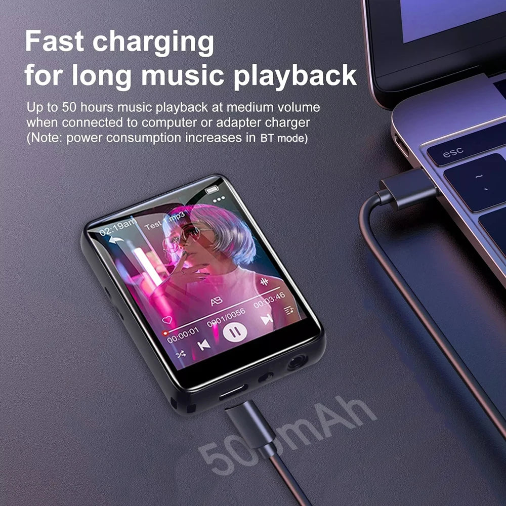 2.4 Inch Touch Screen MP3 Player with Bluetooth 5.4 HiFi Sound Built-in Speaker E-book Reader Music Walkman for Sports And Travel