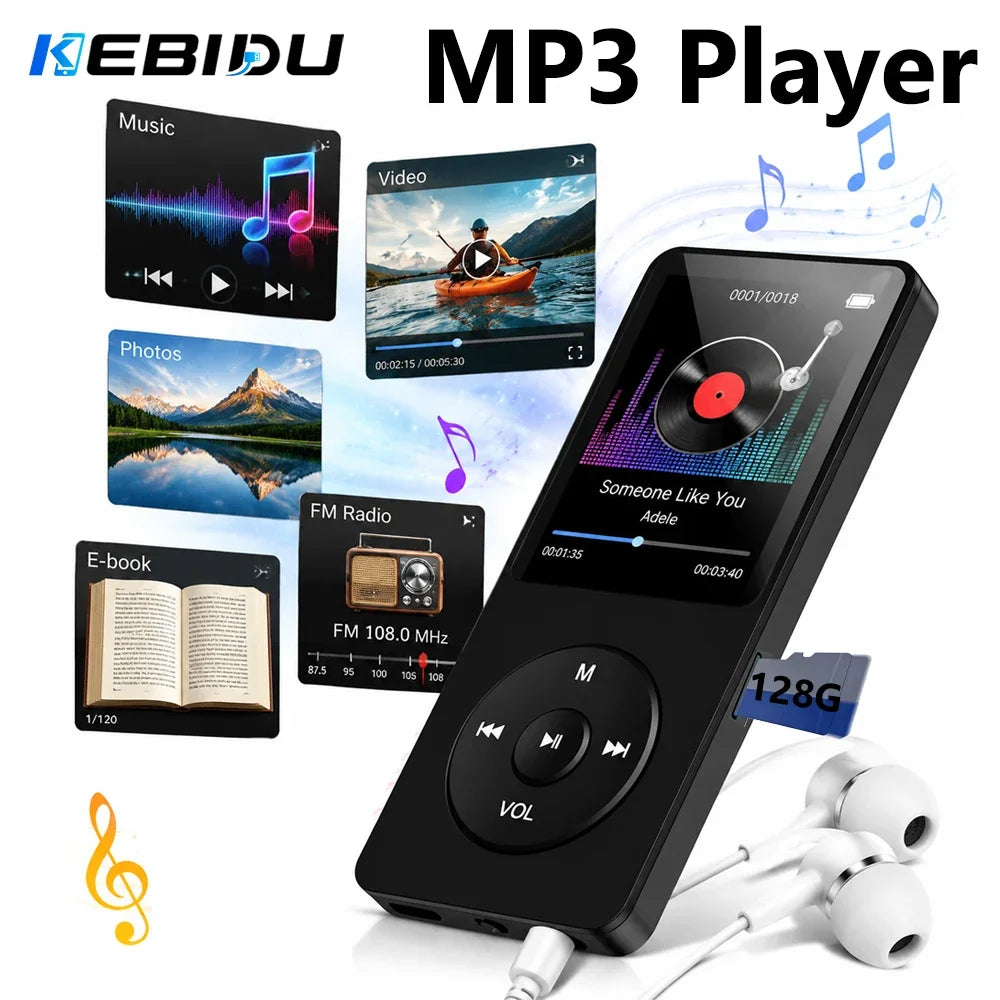 Portable MP3 Player Bluetooth Lossless Music Player Walkman 1.8 Inch LCD Display MP4 E-Books Picture FM Recording MP3 Speaker