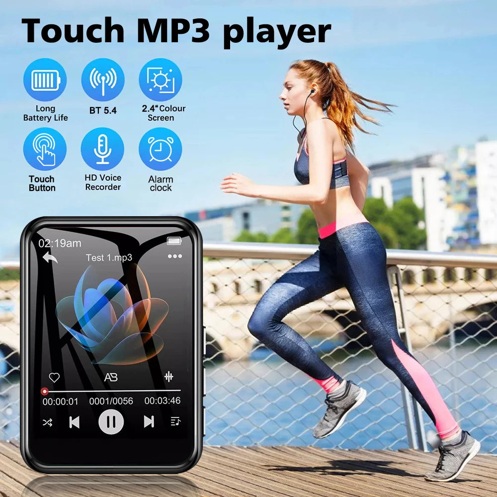 2.4 Inch Touch Screen MP3 Player with Bluetooth 5.4 HiFi Sound Built-in Speaker E-book Reader Music Walkman for Sports And Travel