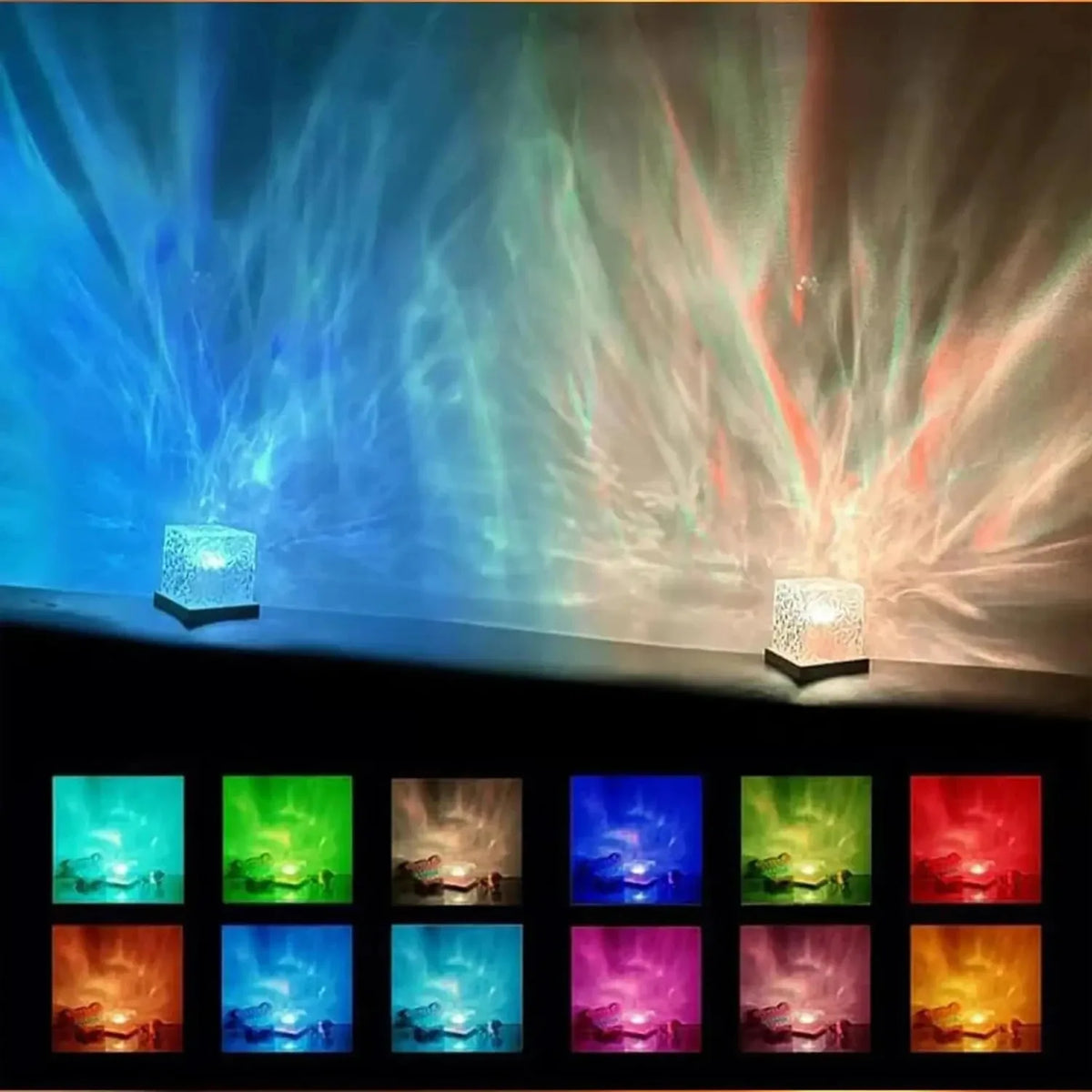 Newest 16 Colors Night Light Remote Ocean Wave Projection Lamp Aurora Projector Lights Home Decor USB plug-in Table Nightlight