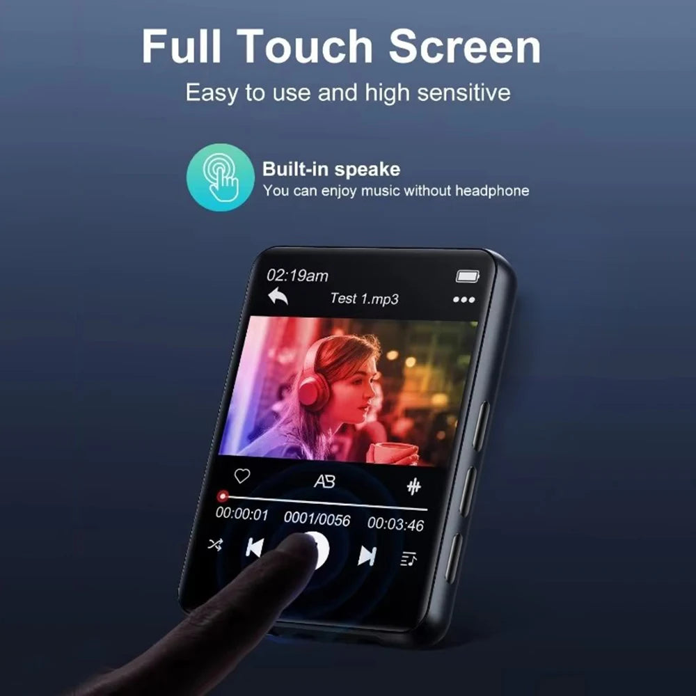 2.4 Inch Touch Screen MP3 Player with Bluetooth 5.4 HiFi Sound Built-in Speaker E-book Reader Music Walkman for Sports And Travel