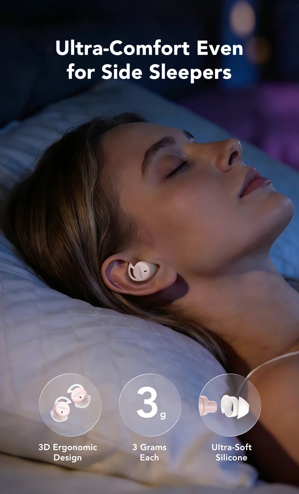 MINISO MS217 TWS Mini Sleep Earbuds Bluetooth 6.0 AI Translator 134 Languages ENC Noise Cancelling Ultra-Light In-Ear Headphones