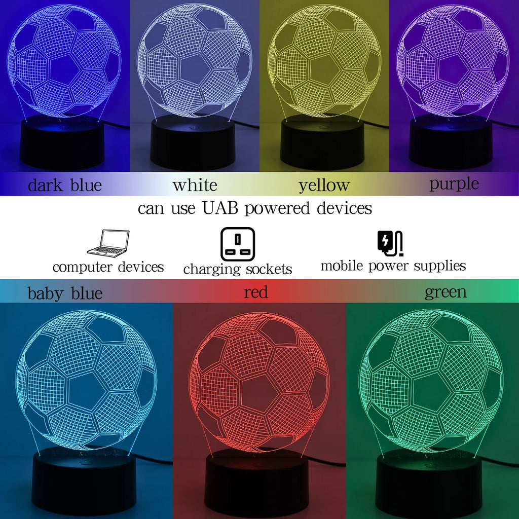 1PC Modern Creative Football 3D Night Light, USB Powered, Suitable for Decorating Bedrooms, Study Rooms, and Living Rooms