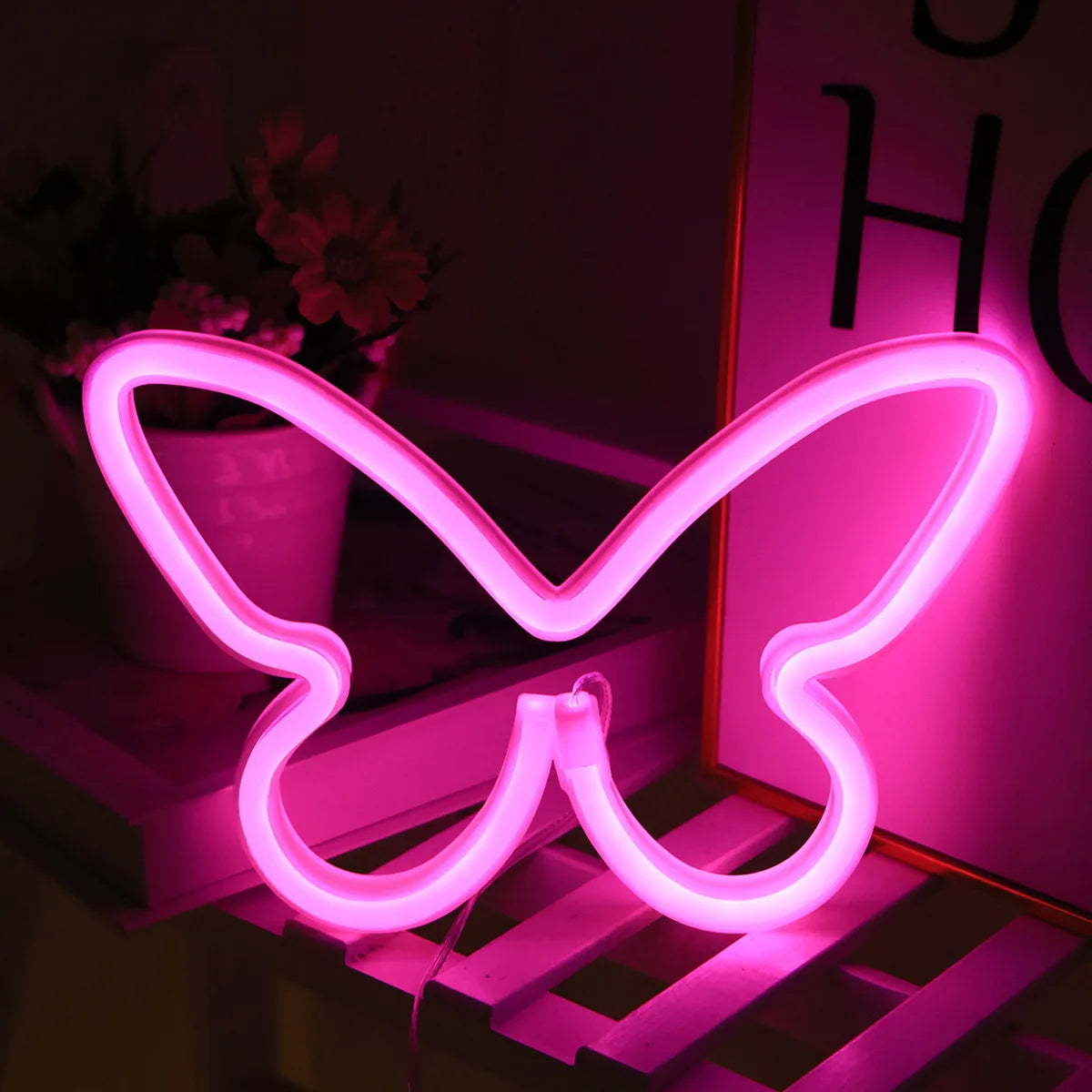 Butterfly Love LED Neon Light , Girl's Room Birthday Christmas Wedding Party Light, Valentine's Day Gift,USB/Battery Powered
