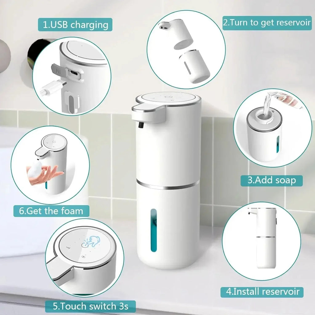 Automatic Soap Dispenser Touchless Foaming Soap Dispenser 380ml USB Rechargeable Electric 4 Level Adjustable For Home