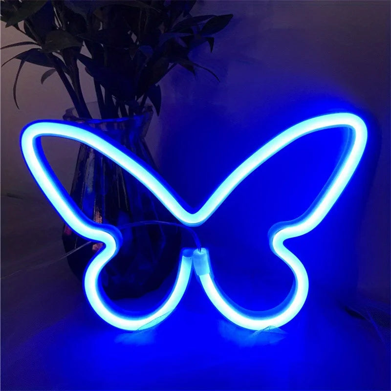 Butterfly Love LED Neon Light , Girl's Room Birthday Christmas Wedding Party Light, Valentine's Day Gift,USB/Battery Powered