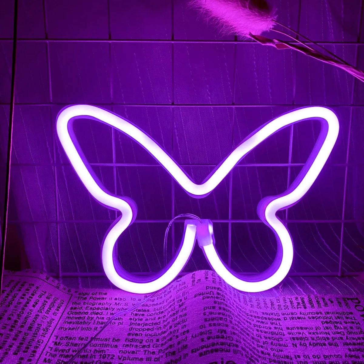 Butterfly Love LED Neon Light , Girl's Room Birthday Christmas Wedding Party Light, Valentine's Day Gift,USB/Battery Powered