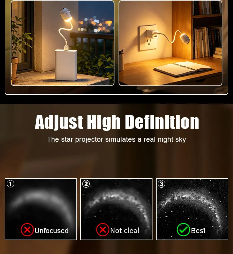 Explosive USB Starry Sky Projection Light for Car Interior, Home, Bedroom, Nightlight, Romantic Galaxy Atmosphere Light