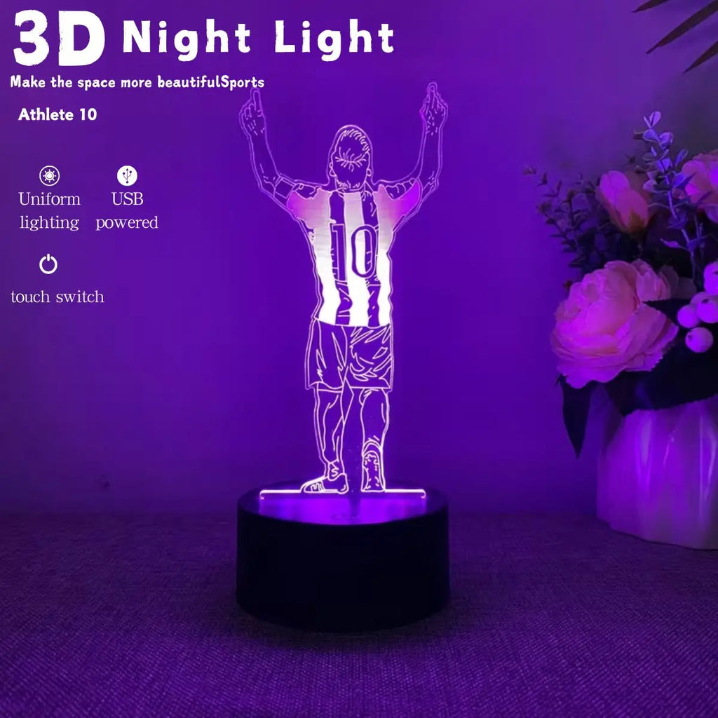 1PC Player No.10 Back 3D Night Light Football USB Touch 3D LED Desk Lamp Creative Birthday Gift