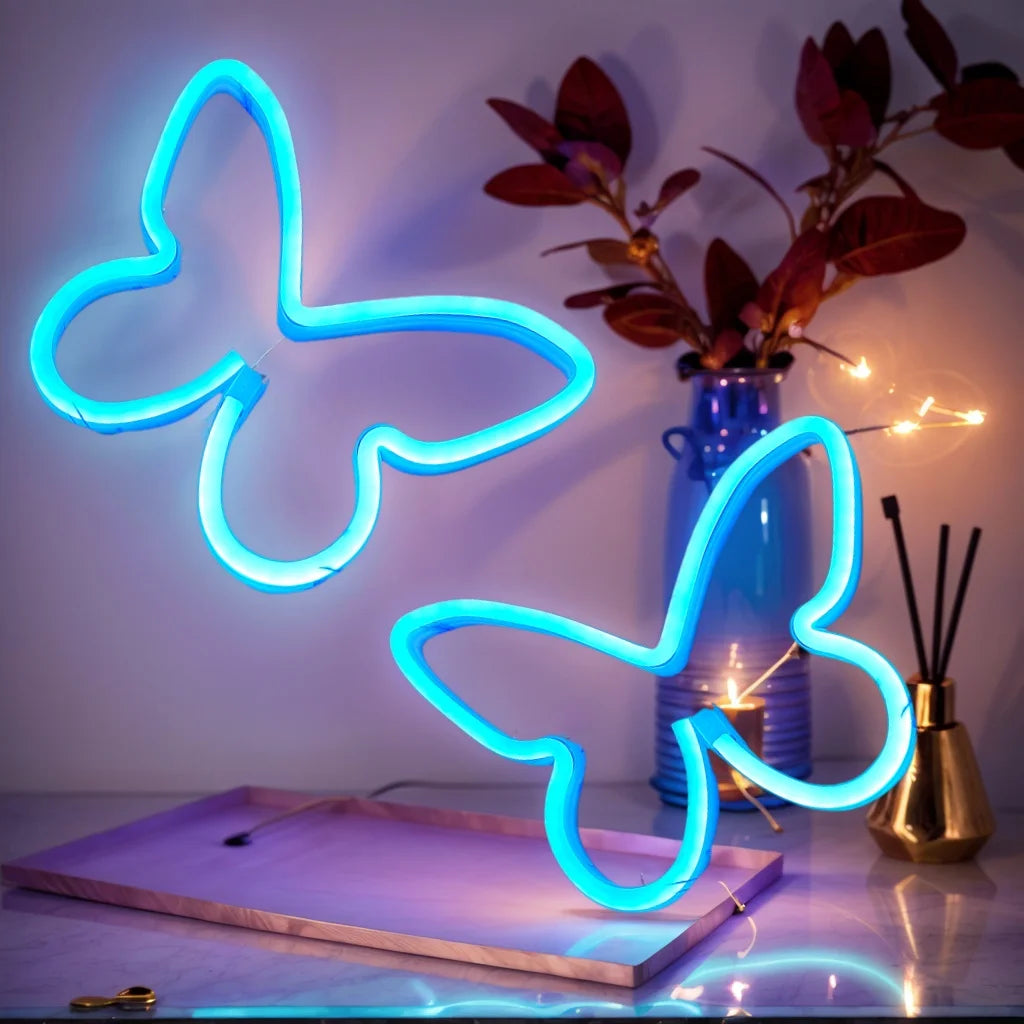 Butterfly Love LED Neon Light , Girl's Room Birthday Christmas Wedding Party Light, Valentine's Day Gift,USB/Battery Powered