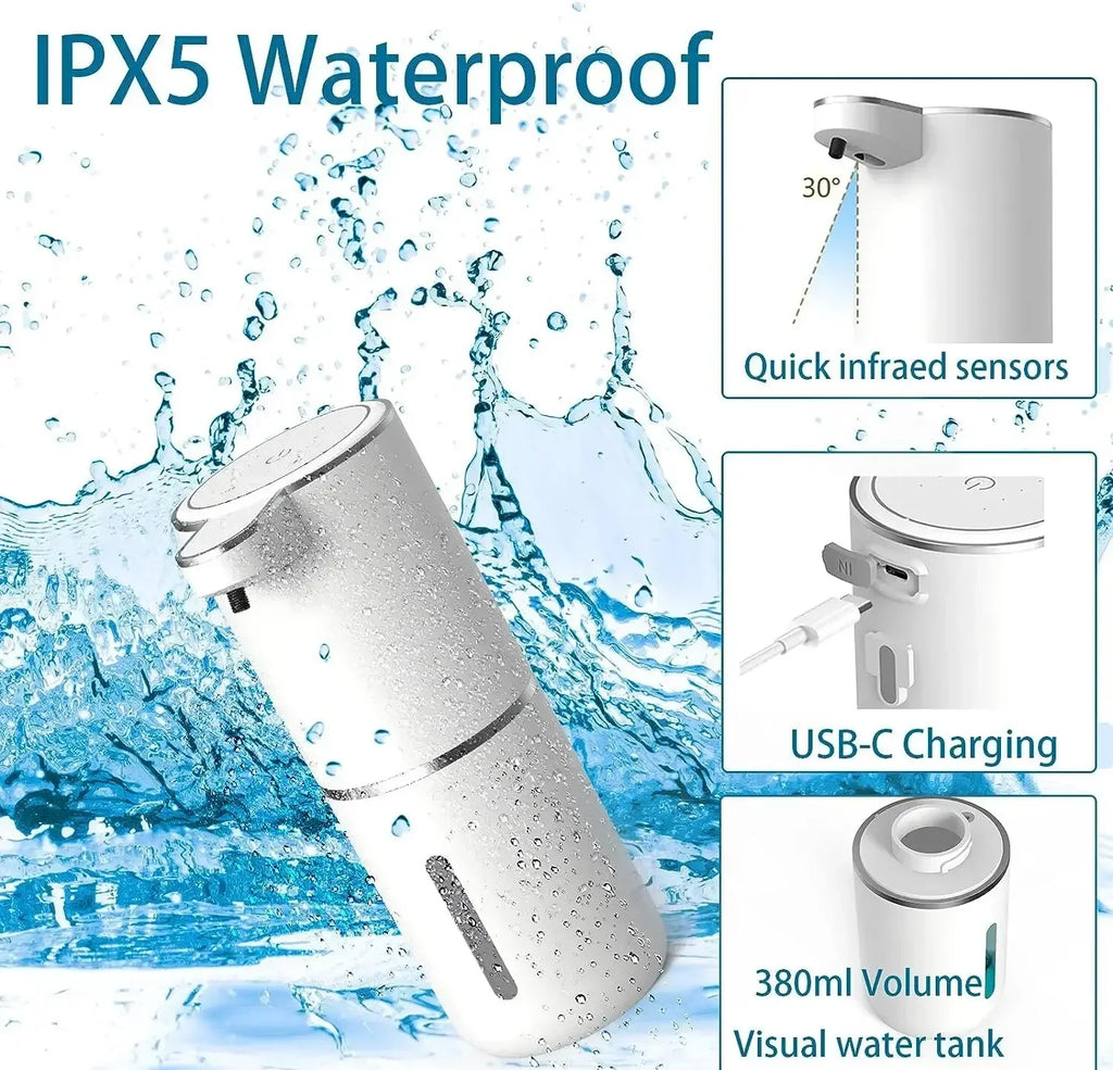 Automatic Soap Dispenser Touchless Foaming Soap Dispenser 380ml USB Rechargeable Electric 4 Level Adjustable For Home