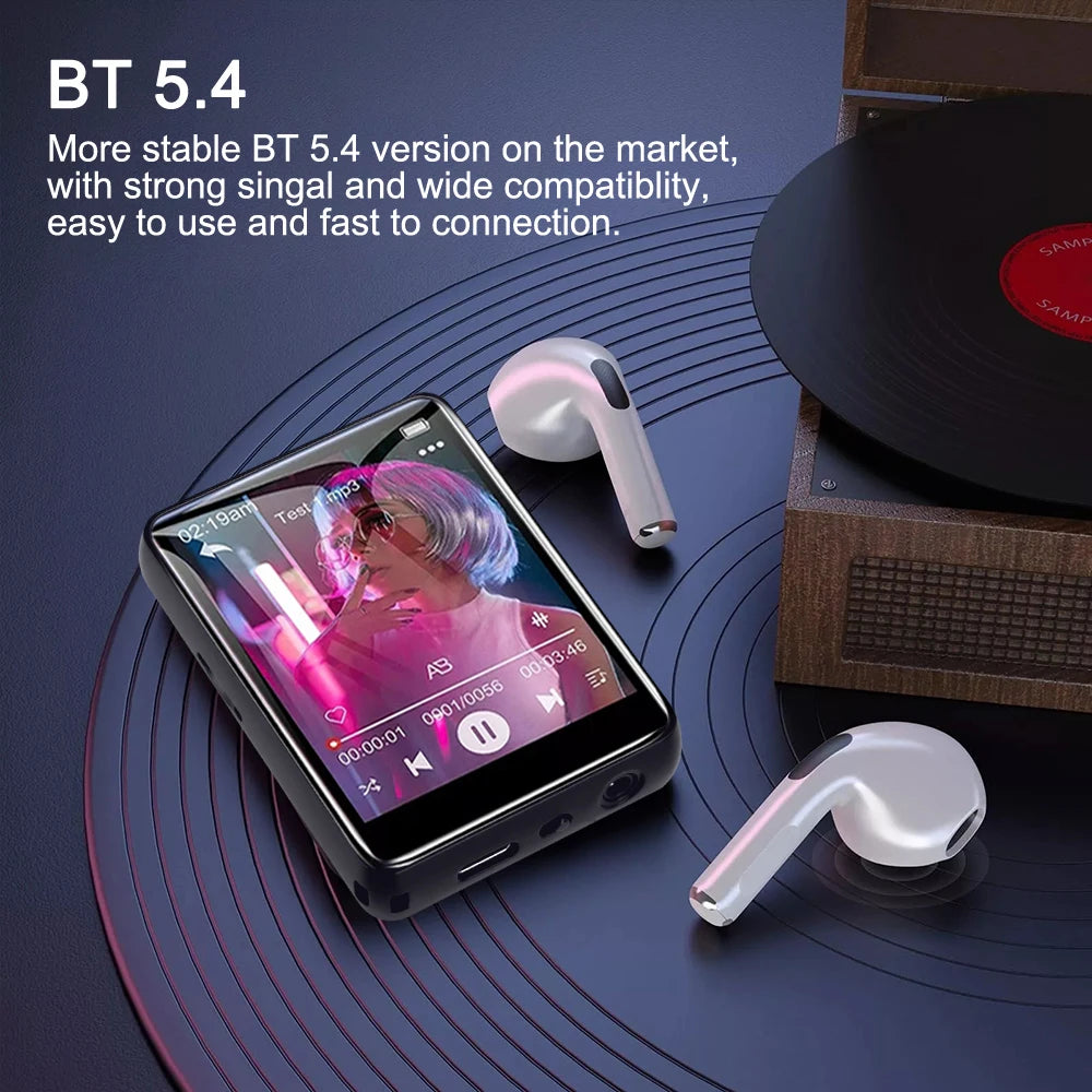 2.4 Inch Touch Screen MP3 Player with Bluetooth 5.4 HiFi Sound Built-in Speaker E-book Reader Music Walkman for Sports And Travel